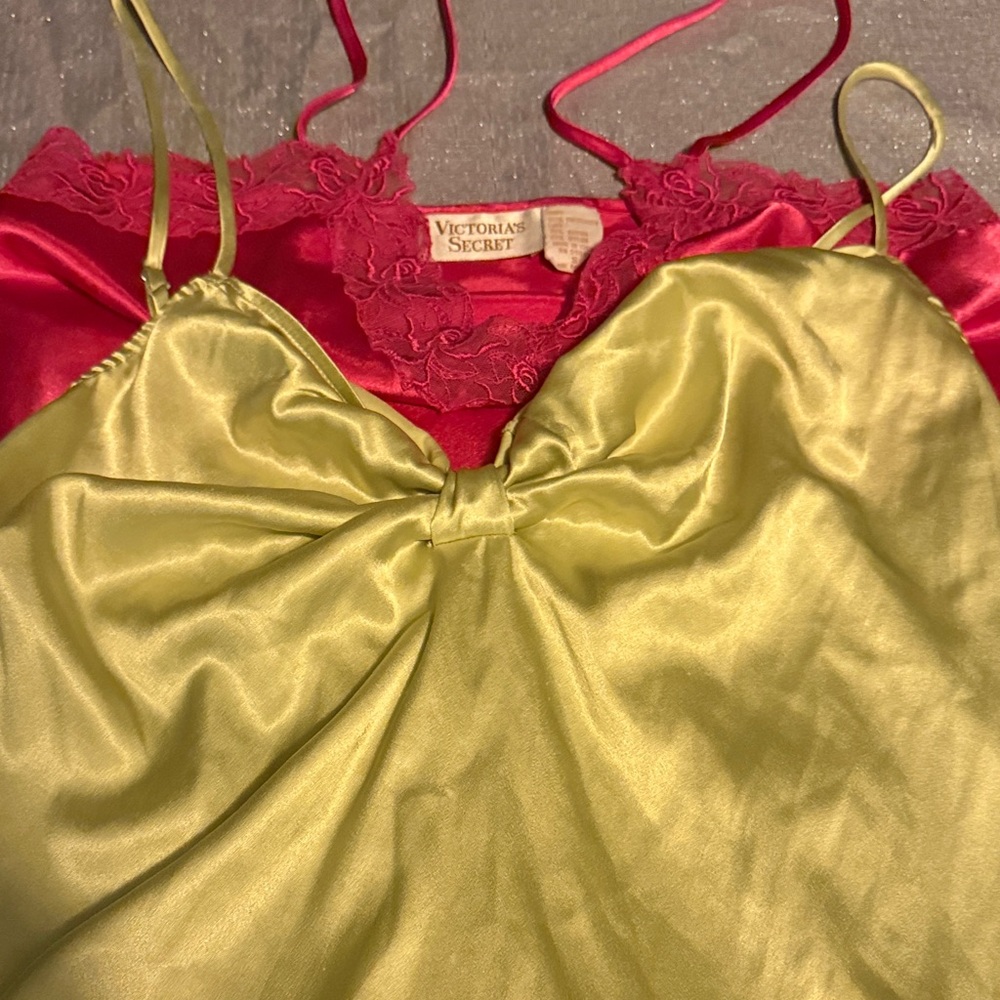 Victoria's Secret Satin Chemise - Light Green and Pink